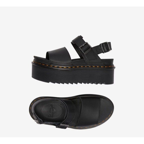 Dr. Martens Women’s Voss Quad Platform Sandal Black Hydro Size 10 New - Picture 1 of 7